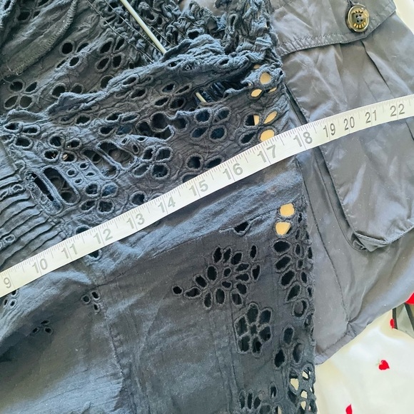 Free People Navy Eyelet Cut Out Blouse - Picture 9 of 9